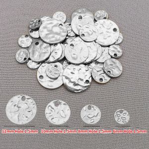 10 Chiếc Mặt Dây Chuyền Charm Tròn Bằng Thép Không Gỉ Kiểu Búa Gõ Kích Thước 6/8/10/12mm Dùng Làm Đồ Trang Sức Tự Làm Khuyên Tai Vòng Cổ