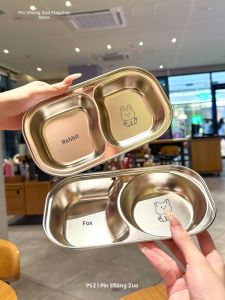 PINSHANGZUO | Cute 304 Stainless Steel Baby Partitioned Feeding Tray