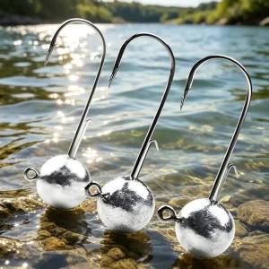 30pcs/lot 1g-20g jig fishing hooks with auxiliary hook jig head and soft worm fishing hooks for various weights of freshwate