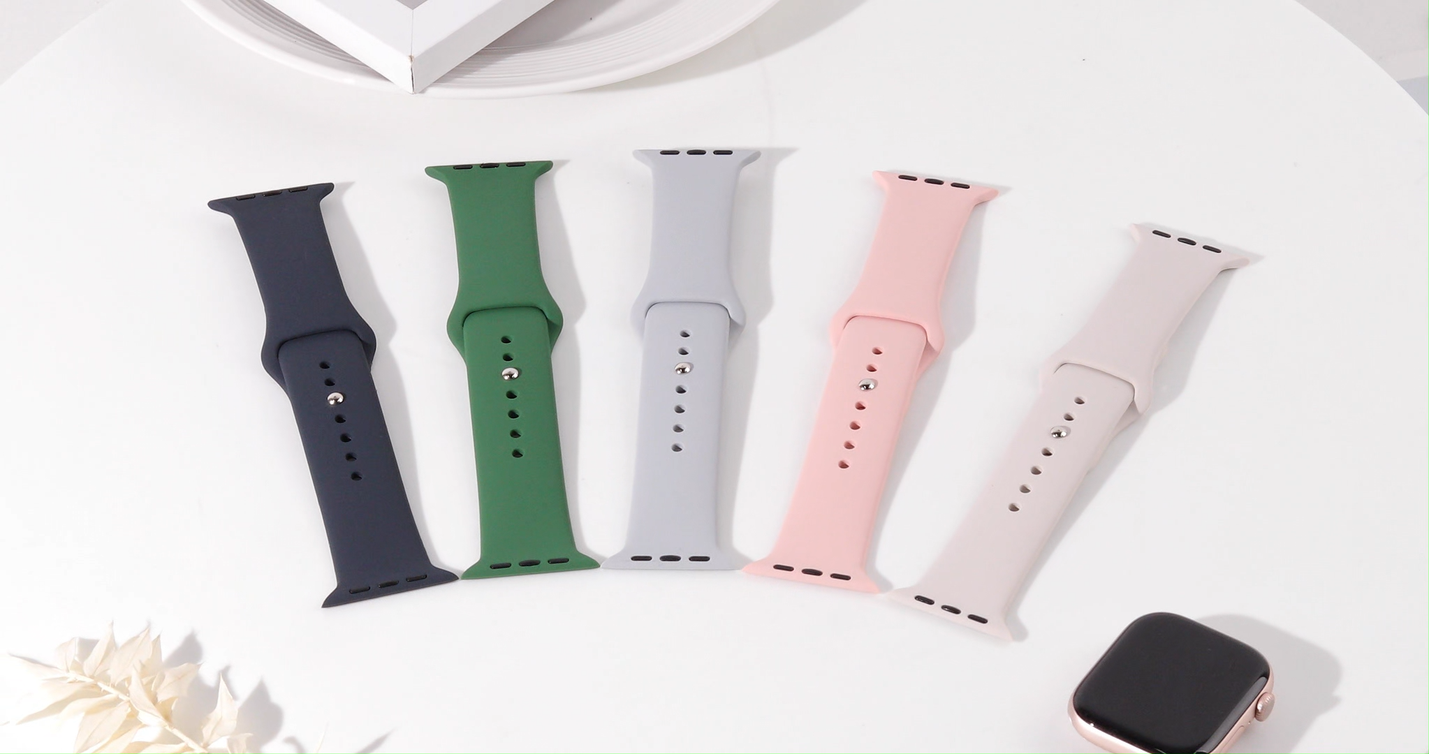 Almnvo Sweatproof Silicone Sport Strap for Apple Watch Series 12/11/10/9/8/7/6/5/4/SE/Ultra 4/3/2 - All Sizes 49/46/45/44/42/41/40/38mm Quick-Dry & Comfortable Replacement Band Tali Jam Pintar