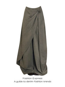 Womens Loose Wide Leg Pants Asymmetric Drape Layering Style American Retro Design Comfortable Lazy Fashion High Waist Straight Cut