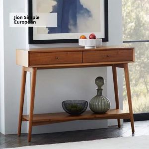 Nordic Style Solid Wood Hall Table Modern Simple Living Room Partition Entrance Desk Storage Table Wooden Frame Spray Painted