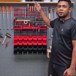 DIY Pegboard Wall Mounted Tool Organizer Garage Storage System with Parts Bins Hooks & Holders for Workshop