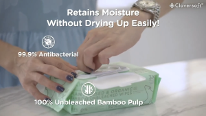 ❤️Cloversoft Loves 99.9% Antibacterial Unbleached Bamboo Organic Wet Wipes Tissue [100 sheets]