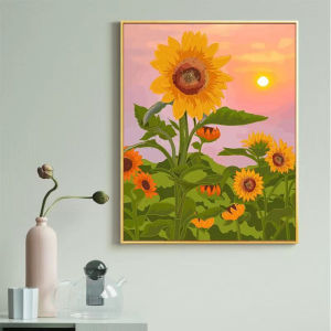Acrylic Paint By Numbers Sunflower Flower Painting By Numbers on Canvas Coloring By Number for Adults Paint Digital Art