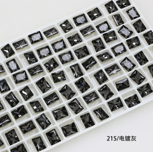 High Quality Glass Nail Drill 6*8MM Sharp Bottom Ice Flower Cut Long Rectangle High Gloss Nail Decorations Accessories by Dongzhou Crystal