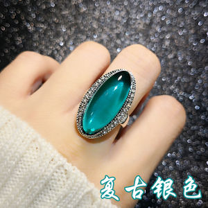 Nhẫn Ngón Trỏ Nữ Thời Trang Vàng Mạ Vàng Đơn Giản Sáng Tạo Cá Tính Sang Trọng Ngọc Lục Bảo Biển Trang Trí Nhẫn Hợp Kim