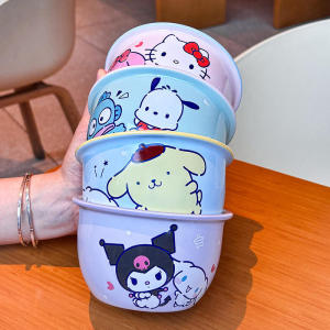 Sanrio | Sanrio 4pcs Cute Cartoon Anime Kuromi Ceramic Bowl Household Children Noodles Salad Rice Bowls Kitchenware Student Birthday Gift