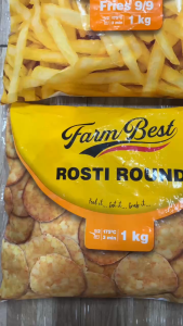 Date 28 Khoai Tây chiên cắt sợi/ cắt thẳng/ múi cau/ bánh Farm Best 1kg - Shoestring/ Straight Cut/Wedges/Rosti Roun