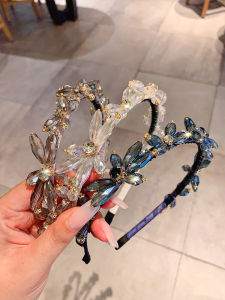 Fancy Crystal Headband with Same Style Hairpin Female Elegant French Retro Headband Gallop Face Wash Easiest for Match Hair Accessories
