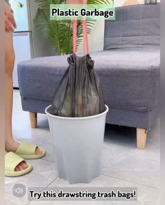 Automatic Closing Tie On Garbage Bag Bags With Rope Easy Pull 45cmx50cm DRAWSTRING Cleaning Trash Bags Dustbin Storage