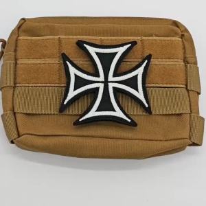 Tactical Iron Cross Emblem Embroidered Patch Hook & Loop German Military Morale Badge DIY For Backpack Jacket Vest Cap Clothing