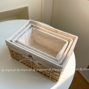 Retro Style Wicker Weaving Cloth Art Storage Basket Household Miscellaneous Storage Basket Cosmetic Snack Desktop Organizer