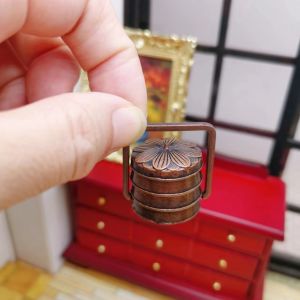 Miniature Dollhouse Tea Set Fast Food Box Model Play Kitchen Toy Food Replica for Children And Collectors Alloy Material