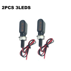 8mm LED Motorcycle Turn Signals Light Amber Indicators Lamp Flasher 3LED 6LED Moto Lights For Kawasaki Yamaha Cafe Racer Chopper