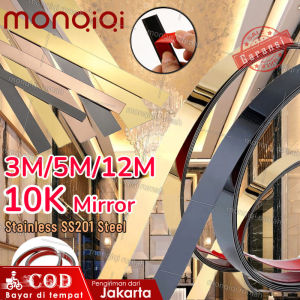 3M/5M/12M List Plat Strip Mirror Gold / Stainless SS201 Steel Flat Decorative Lines / 3D Berperekat Cermin 10K Mirror Strip Wall Sticker