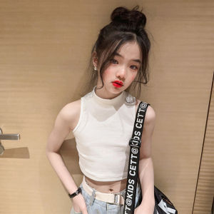 Girls Cotton Sleeveless Vest Street Dance Top Belly Show Summer Trendy Kids Outerwear Pure Cotton Breathable round Neck Tank Top