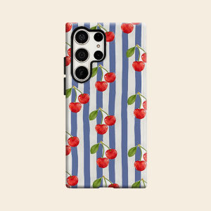 cherry blue stripes Luxury Fashion Full Lens Protective Case for Samsung Galaxy S26 S25 S24 A56 A36 Plus Ultra