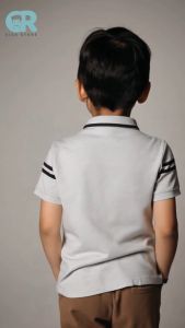 Baju Anak Laki Laki Umur 1 - 13 Tahun Saku Motif Garis Lengan Pendek