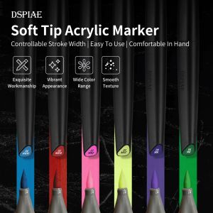 DSPIAE Water-Based Soft Head Marker for Gundam Model Painting Base Color Metallic Color Mecha Military Toy Model Paint Environment-Friendly Markers