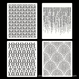 4pcs Cake Stencils Set - Floral Geometric Designs for Wedding Cake Decorating