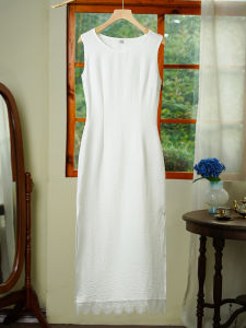 White Long Lace Slip Dress Summer Wear