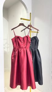 [Voucher 15% MOV 199K cap 100K  Đầm dự tiệc HeraDG thiết kế 2 dây xếp ly xòe đính đá trang trí phần cúp ngực chất tafta cao cấp WDHBC3016