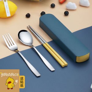 Bộ 3 Món Thìa Và Đũa Mang Theo Cho Trẻ Em Đi Học Bằng Thép Không Gỉ Bộ Đồ Ăn Di Động Cho Trẻ Em Đi Học Bộ Đồ Ăn Một Người