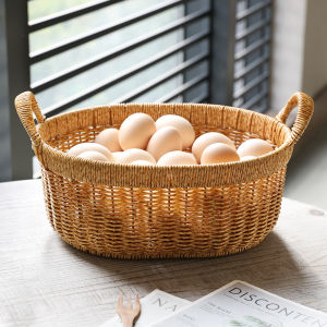 ตะกร้าผลไม้สไตล์ญี่ปุ่นขนาดใหญ่ ตะกร้าใส่ไข่ ตะกร้าหวาย การทอ ชิ้น ห้องนั่งเล่น ห้องครัว ผัก ตะกร้าผลไม้ปิกนิกกลางแจ้ง