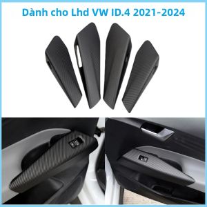 Ốp Trang Trí Công Tắc Cửa Sổ Bằng Nhựa ABS Vân Carbon Matt Dành Cho Xe VW ID.4 2021-2024 (vô Lăng Bên Trái)