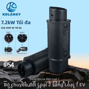 Bộ Chuyển Đổi Kolanky 32A 7.2KW Từ Type 2 Sang Type 1 Cho Cáp Sạc Xe Điện Tại Nhà Chất Liệu Nhựa ABS Bộ Chuyển Đổi Sạc Xe Điện