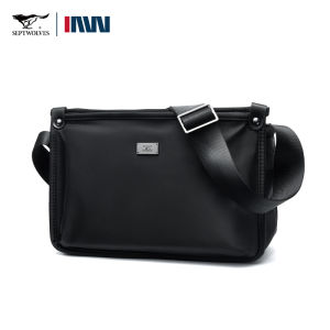 SEPTWOLVES Black mini mens crossbody bag waterproof Oxford Waist Bag Mobile Phone sling Bag For casual Work Office