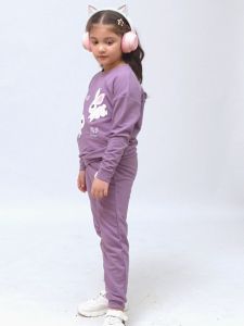 Bộ dài tay bé gái Bigfox Miss Meow mùa thu đông chất nỉ da cá phong cách Hàn Quốc size đại trẻ em 3711 tuổi 40kg