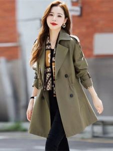Fall and Winter Fashionable Windbreaker Outwear Womens Waist-Tight Coat Parka Fall Mid-Length Elegant British Style Best Selling 2024