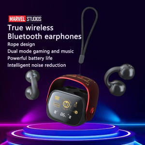 QD-6 Marvel co branded Iron Man Bluetooth earphones with ultra long battery life and high sound quality gaming metal earphones intelligent noise reduction Bluetooth earphones and free lanyard