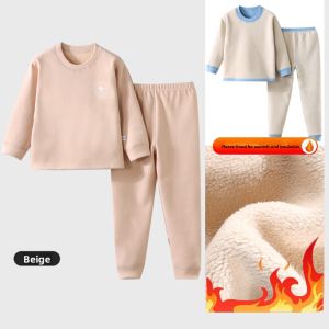 Thickened Fleece Warmth Childrens Underwear Set Home Clothes Base Layer Inner Wear for Boys And Girls Baby Clothes Set