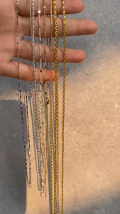 Fyngalery ♛ Kalung Polos Motif Ulir Kalung Perhiasan Gold Silver Aksesoris Fashion Pria Wanita JR32