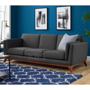 (FREE Installation+Shipping) KBS Herwood TEAK WOOD Legs / Water Repellent Fabric / Dark Grey / Extra Solid Wooden legs / Large Size / Full Fabric Sofa / Sofa 3 2 1 Seater Sofa