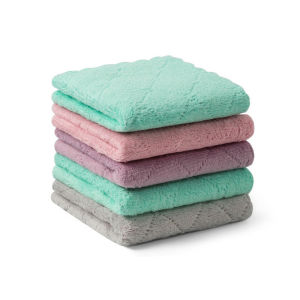 Vải Lau Nhà Dày Hai Mặt Hai Màu Nhung San Hô Siêu Thấm Nước Vải Lau Nhà Bếp Bằng Sợi Siêu Mịn Vải Lau Nhà Bếp