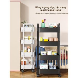 BAQILING | Kitchen Bedroom Baby Bath Multi-purpose Mobile Storage Shelf