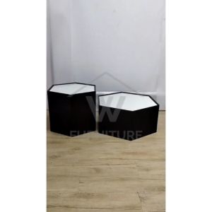 WFURNITURE Modern Simple Walnut Leather Tea Table/ Sintered stone Coffee Table diamond shape side table/ mejakopi ceramic