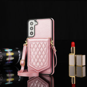 Lozenge เคสแบบฝาพับมีกระเป๋าเงินหนังกระจกอุปกรณ์แต่งหน้า RFID Blocking Case สำหรับ Samsung Galaxy A54 S23 Ultra A13 A53 S21 FE S22 Ultra หมายเหตุ20 Ultra A52S A12 S21 S20 FE A51