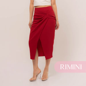 RIMINI - Rok Span Wanita Midi Side Draped Size XS-XL - Carina Skirt CC33422