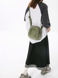 Mori Style Fabric Cross Body Bag Idle Style Traveling and Shopping Convenient Small Bag Shoulder Bag Mobile Phone Bag Japanese Style Pure Color All-Matching