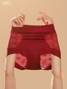 Red High-Waist Womens Underwear Pure Cotton Silk Antibacterial Tummy Control Butt Lifting Comfortable Triangle Panties