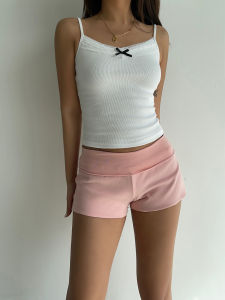 Low Waist Design Foldable Short Pants Fitness Sports Tighten Casual Pants Street Style Womens Premium Fashion Clothing