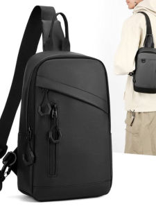 Fashionable Waterproof Outdoor Sports Mens Crossbody Bag Versatile Casual Trendy Chest Bag Business Style Pure Color Leisure