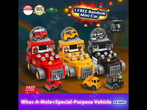 【SG Ready Stock🔥】Whac-A-Mole Truck Toy★Firefighter/Police/Construction Car✅Kids Educational Hammer Game Gift➕1 Random Free Mini Car 🚒🚓🚧
