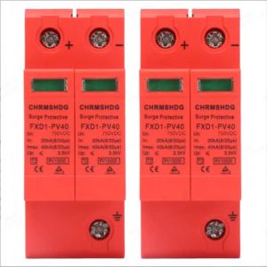 2Pcs SPD Protective Devices DC Photovoltaic Arrester 2P 40KA FXD1‑PV40