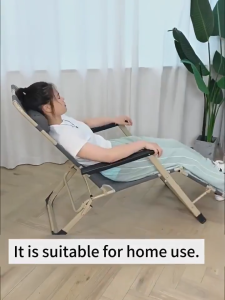 Portable Reclining Folding Chair Heavy Duty Outdoor Lounge Chair with Cushion Camping Patio Garden